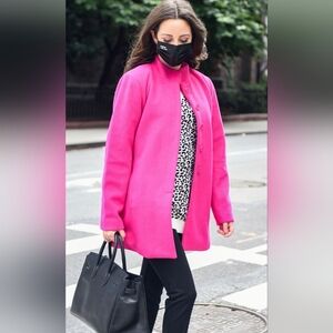 Style List By Michaela Pink Funnel Neck Peacoat